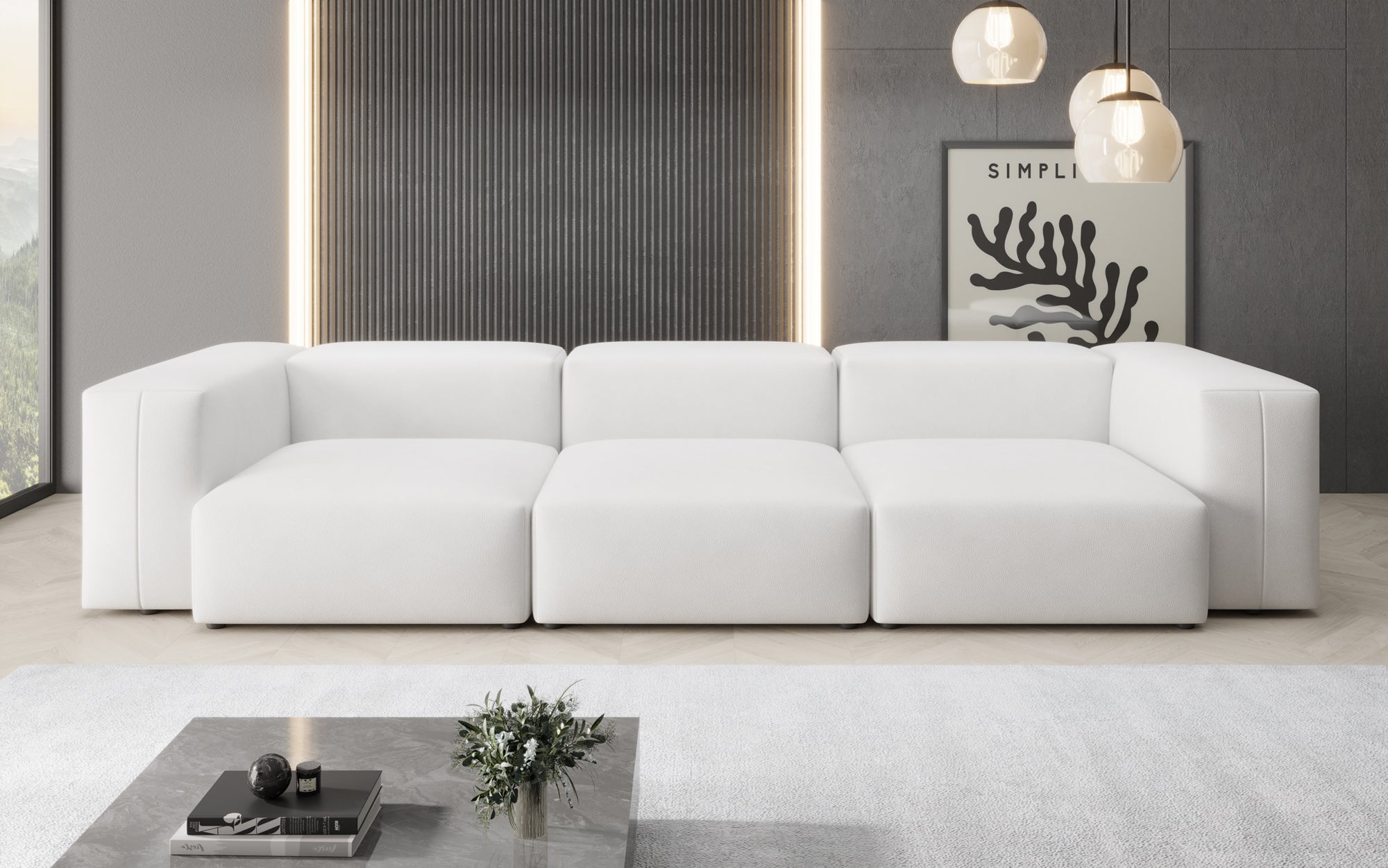Designer 3-zits bank Snug van echt leer