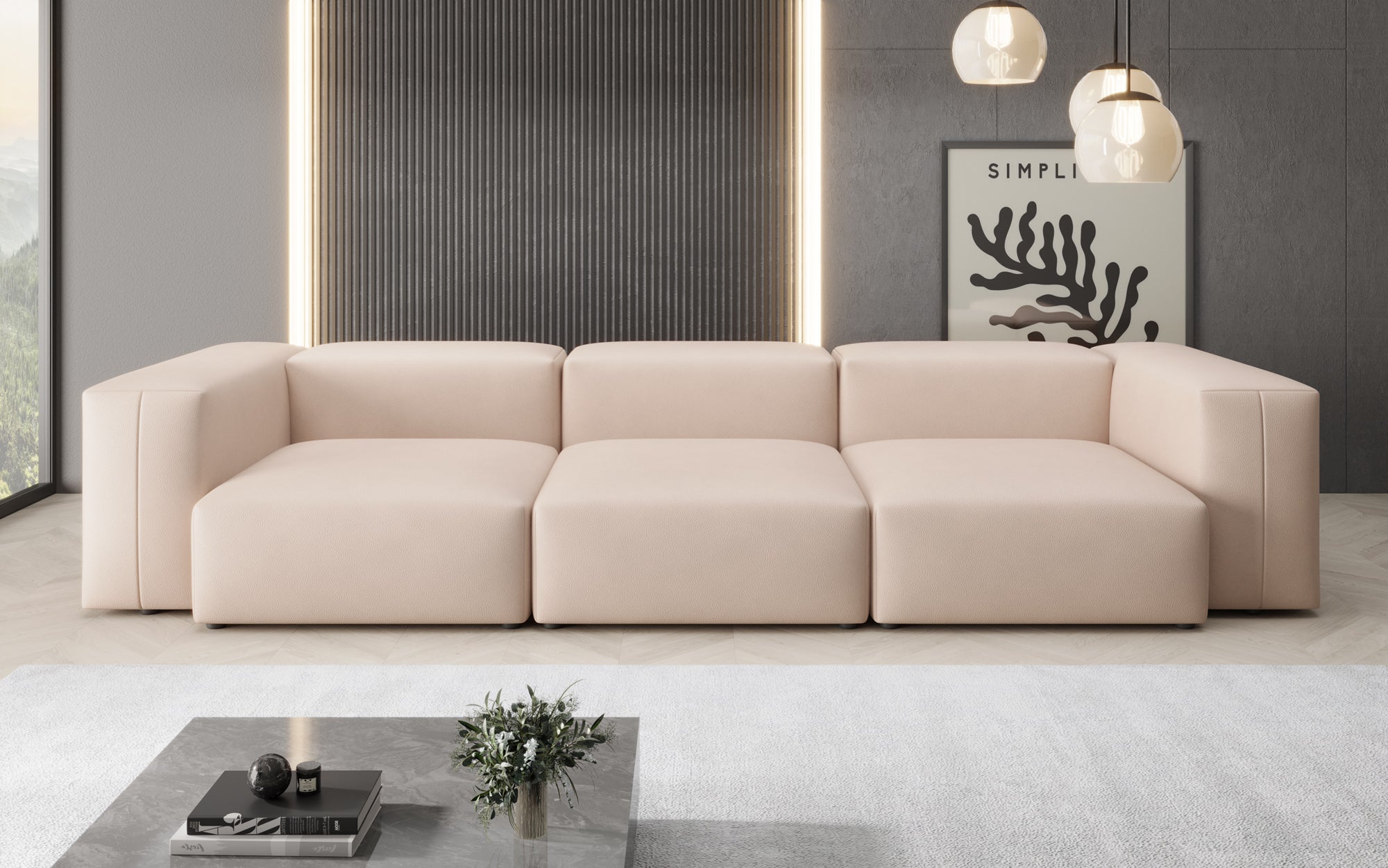 Designer 3-zits bank Snug van echt leer