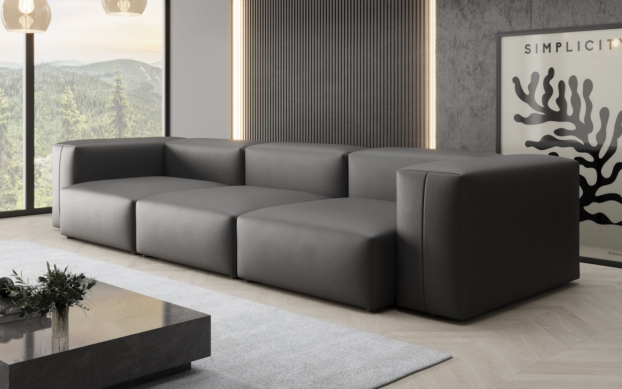 Designer 3-zits bank Snug van echt leer