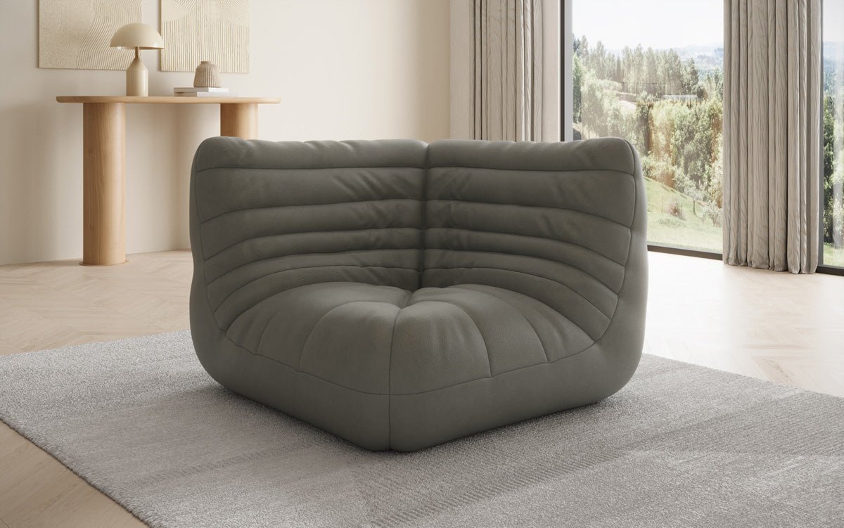 Designer hoekmodule sofa-fauteuil Calmo van echt leer