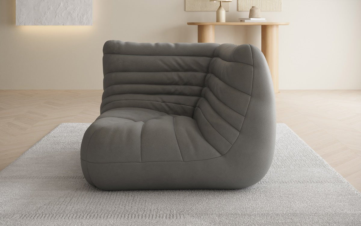 Designer hoekmodule sofa-fauteuil Calmo van echt leer