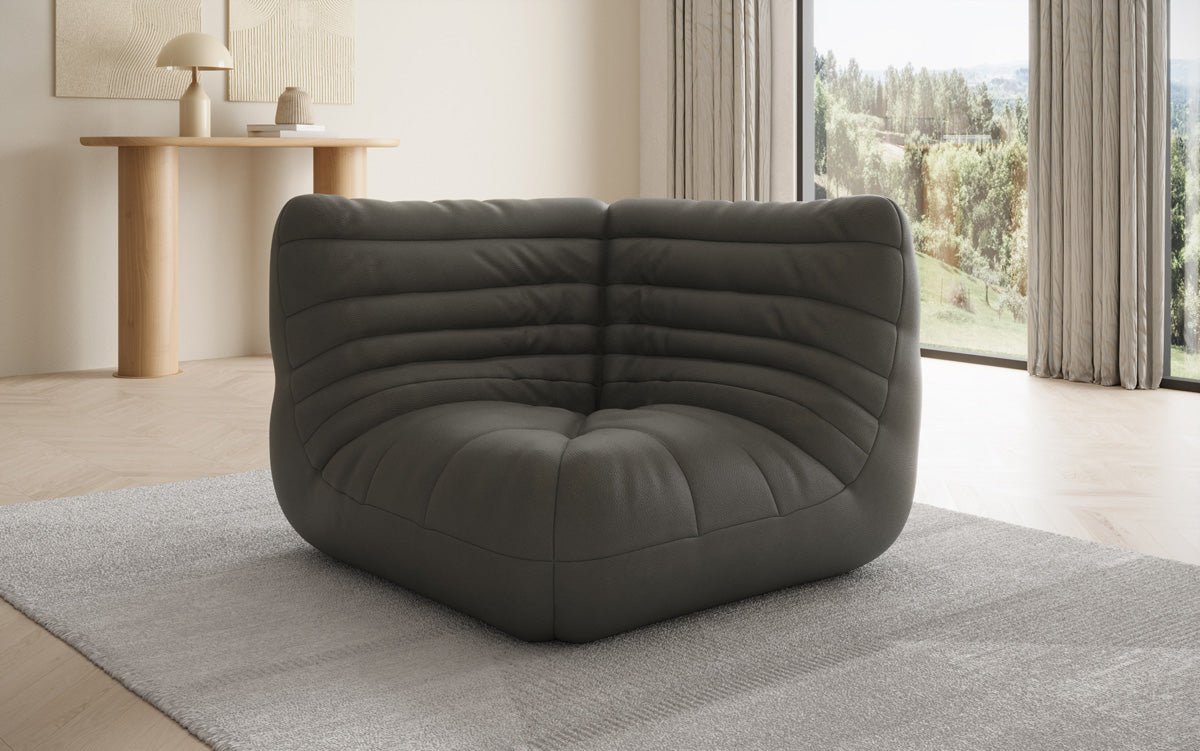 Designer hoekmodule sofa-fauteuil Calmo van echt leer