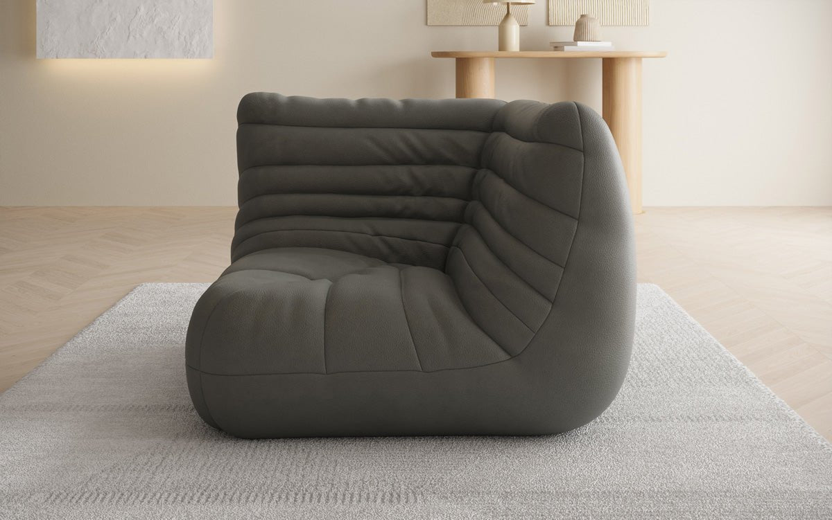 Designer hoekmodule sofa-fauteuil Calmo van echt leer