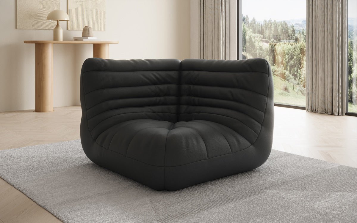 Designer hoekmodule sofa-fauteuil Calmo van echt leer