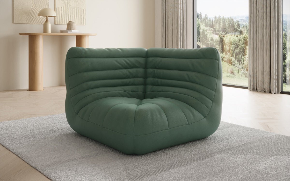Designer hoekmodule sofa-fauteuil Calmo van echt leer
