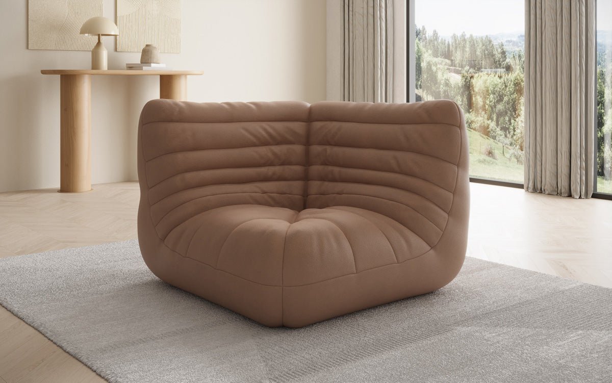 Designer hoekmodule sofa-fauteuil Calmo van echt leer