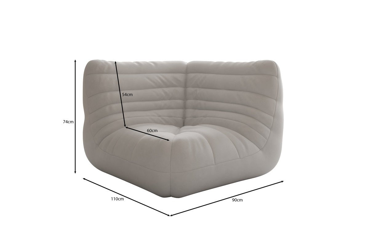 Designer hoekmodule sofa-fauteuil Calmo van echt leer