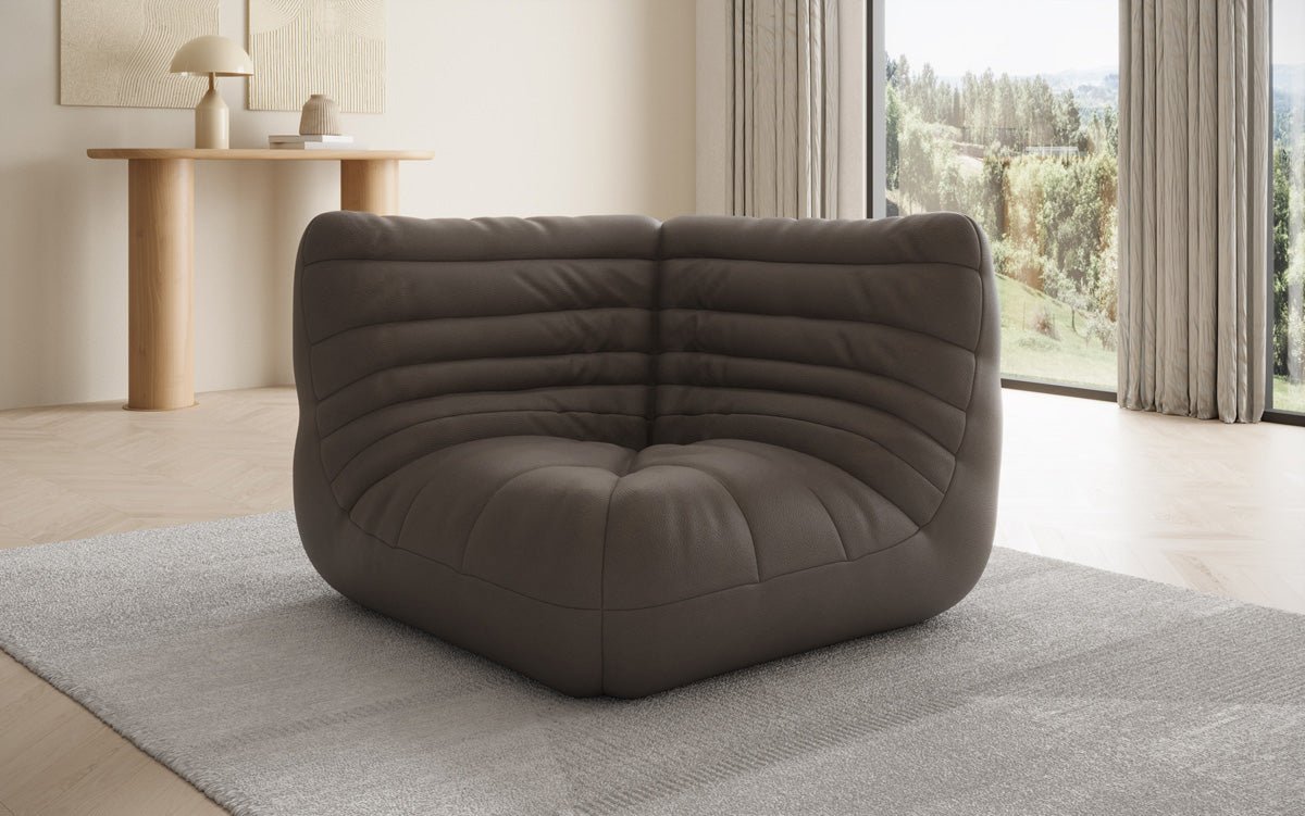 Designer hoekmodule sofa-fauteuil Calmo van echt leer