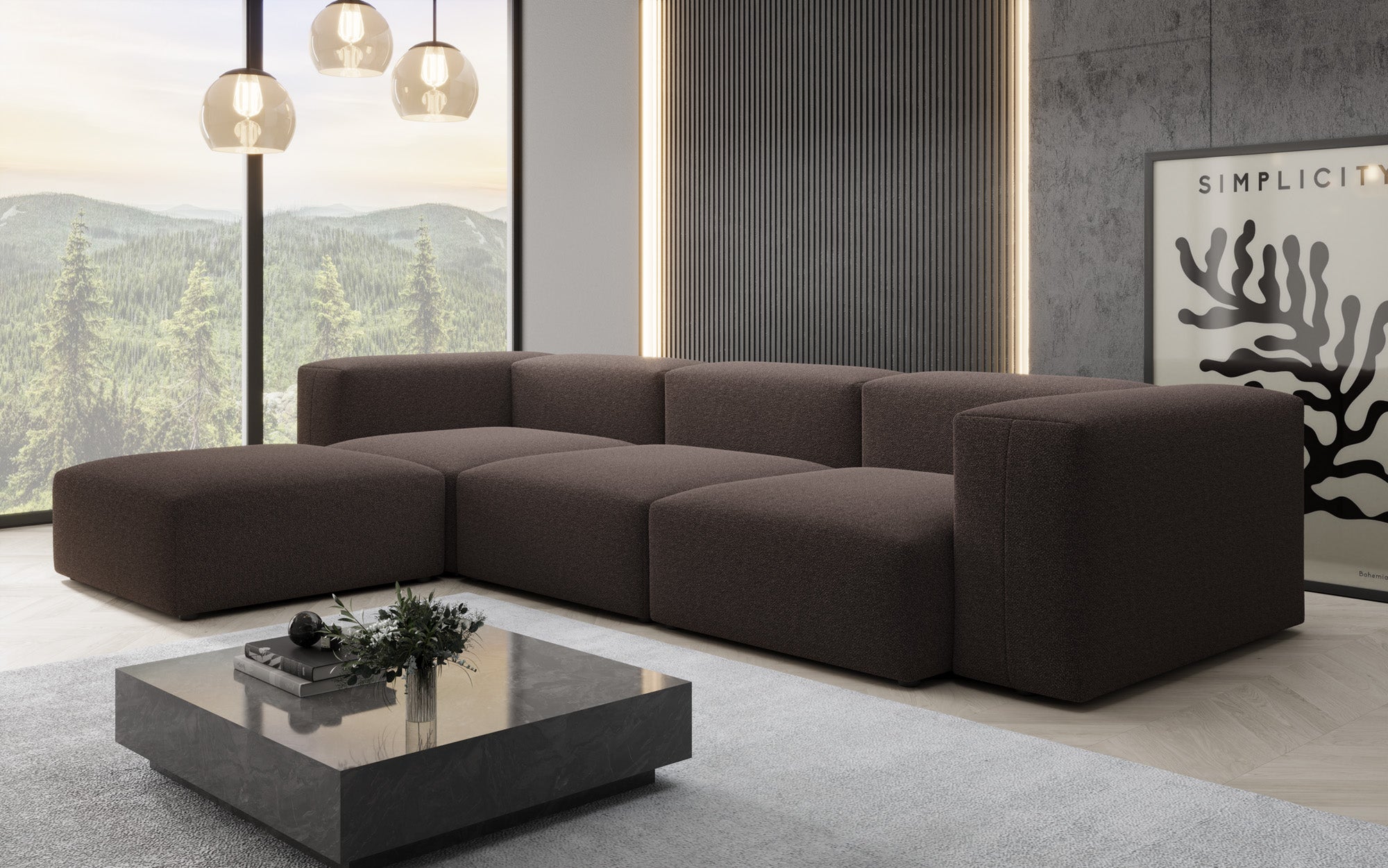 Ontwerper L-bank Snug in Bouclé