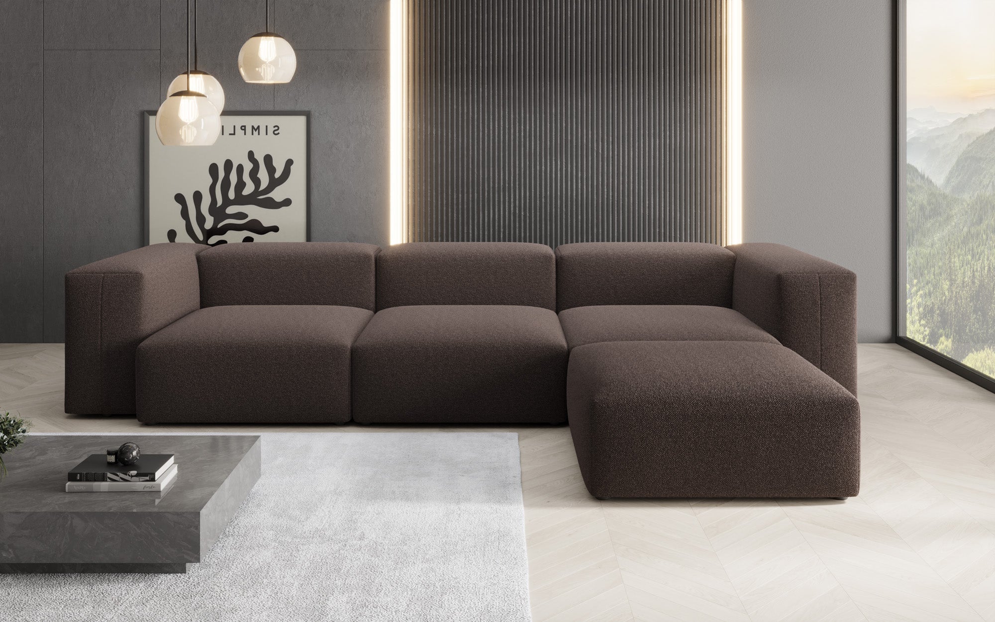 Ontwerper L-bank Snug in Bouclé