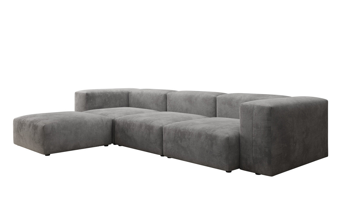 Designer L Sofa Snug in Ribstof