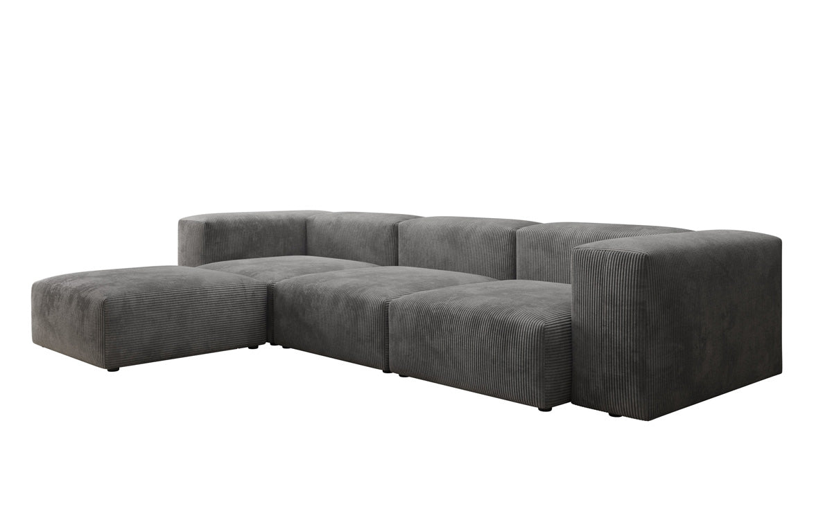 Designer L Sofa Snug in Ribstof