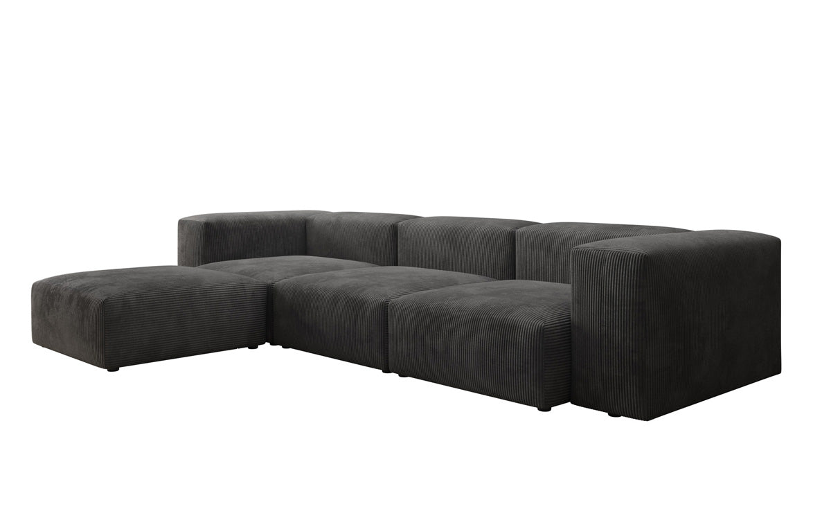 Designer L Sofa Snug in Ribstof
