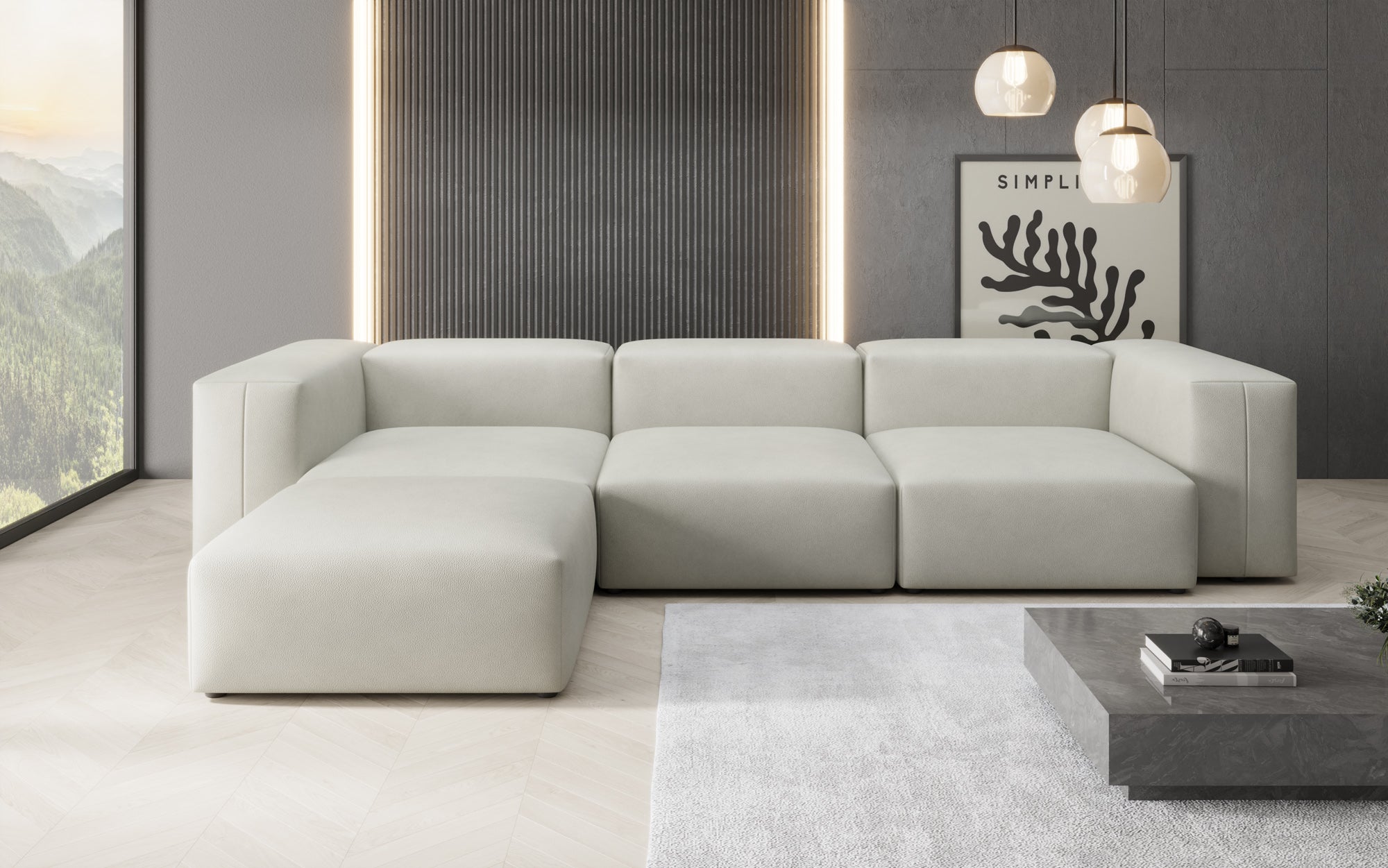 Designer L-bank Snug van echt leer