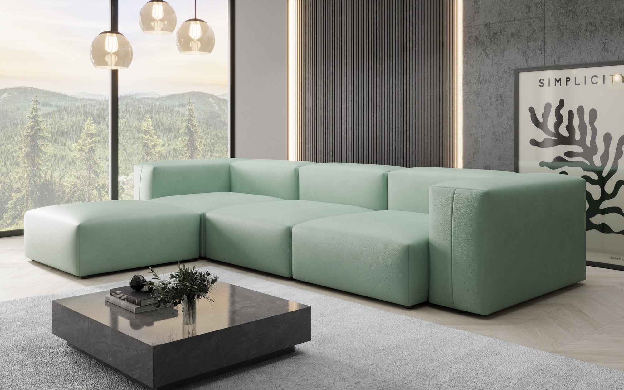 Designer L-bank Snug van echt leer