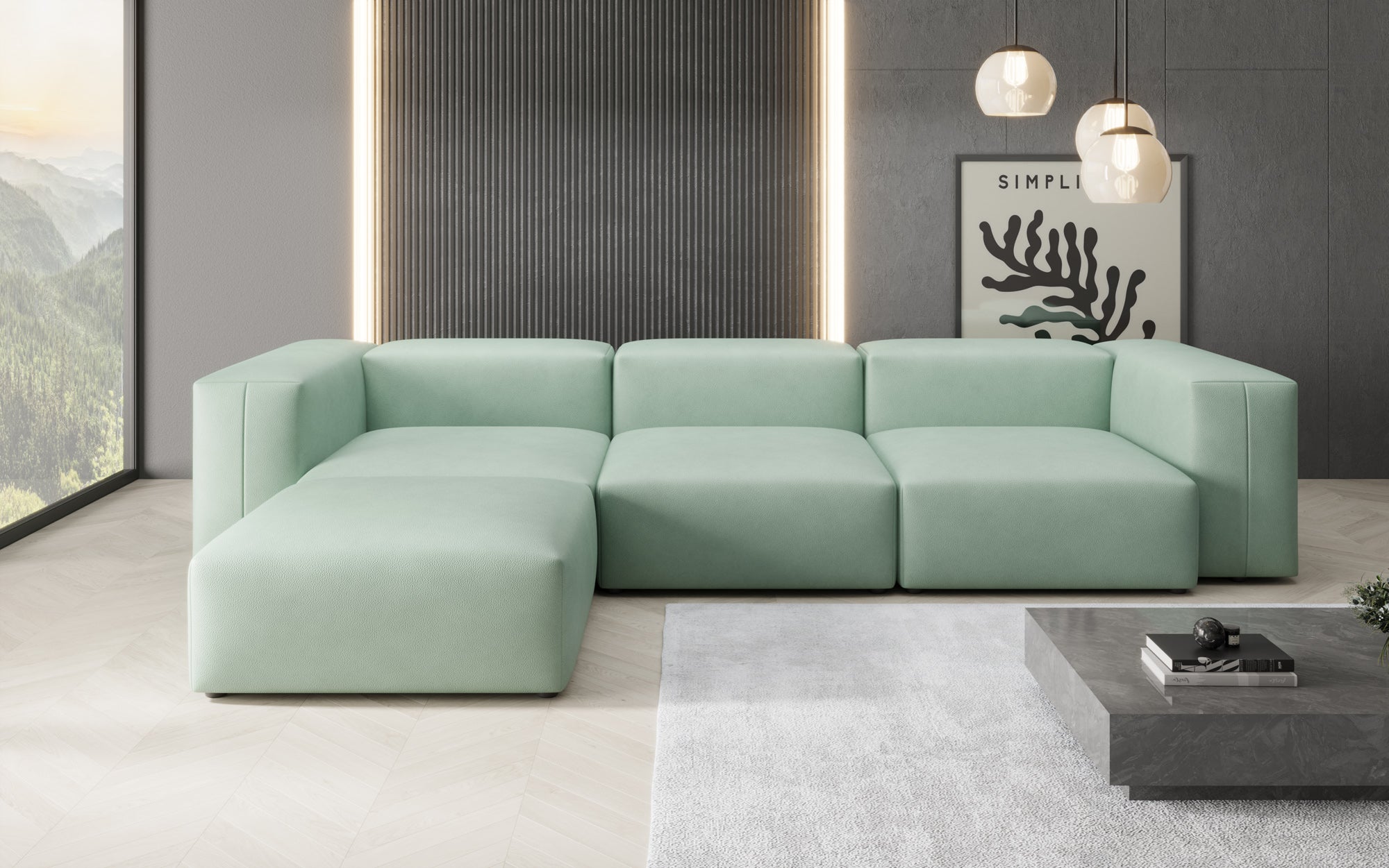 Designer L-bank Snug van echt leer