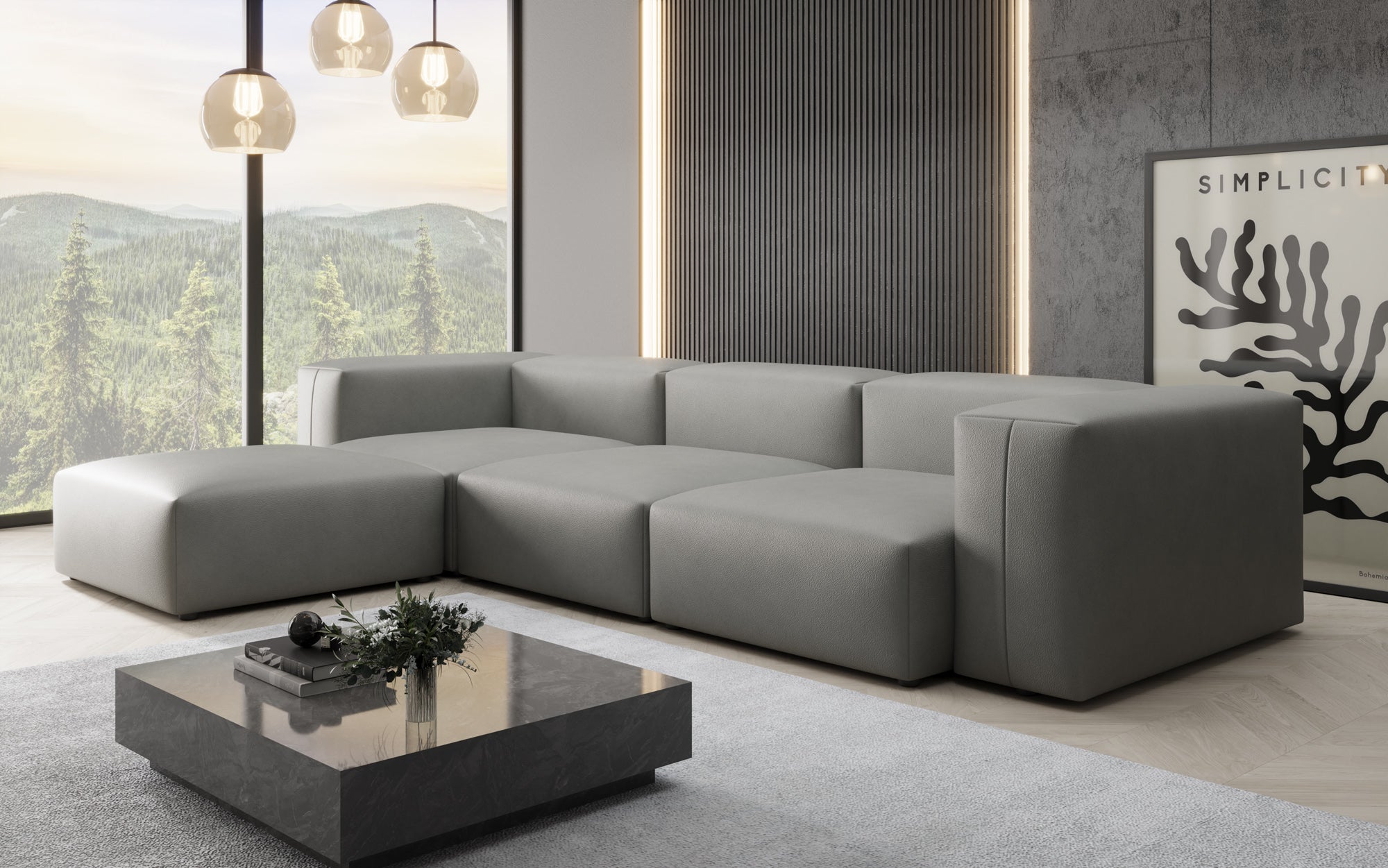 Designer L-bank Snug van echt leer