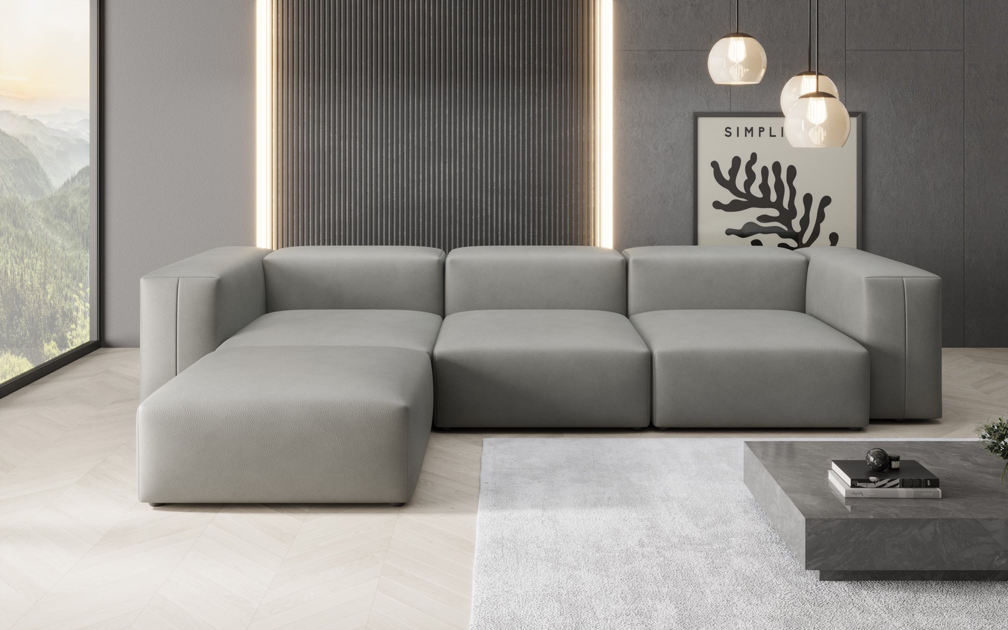 Designer L-bank Snug van echt leer