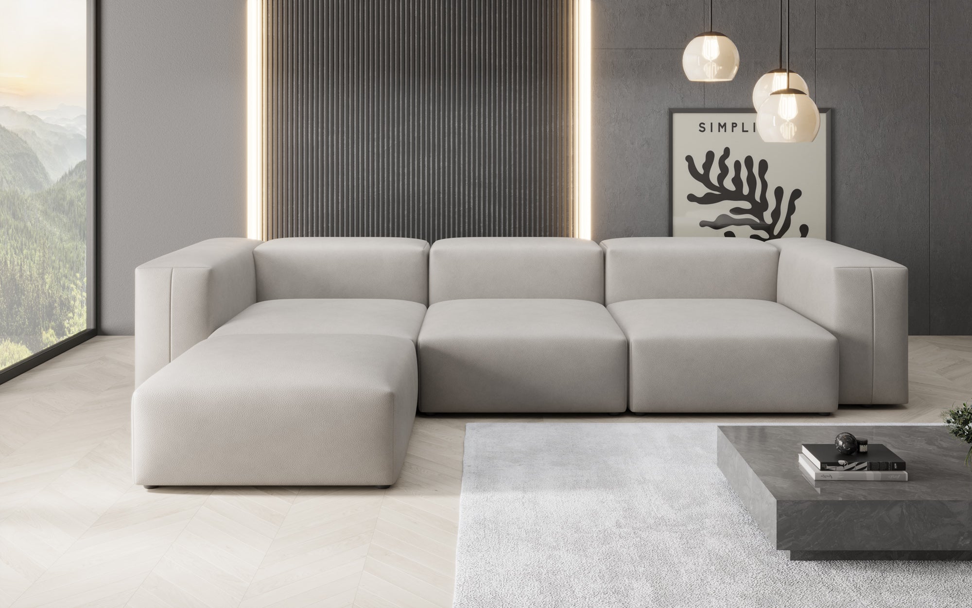 Designer L-bank Snug van echt leer