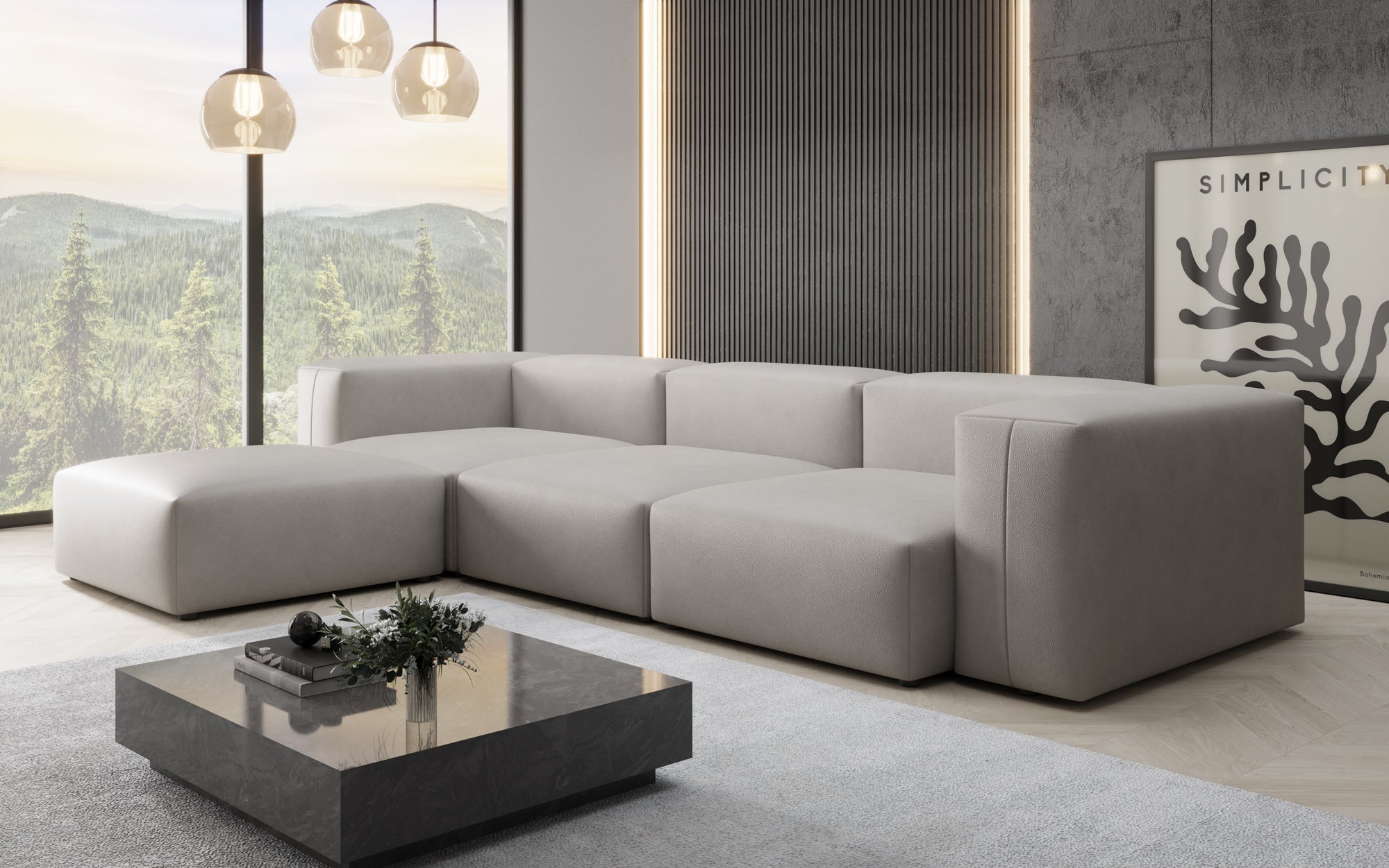 Designer L-bank Snug van echt leer