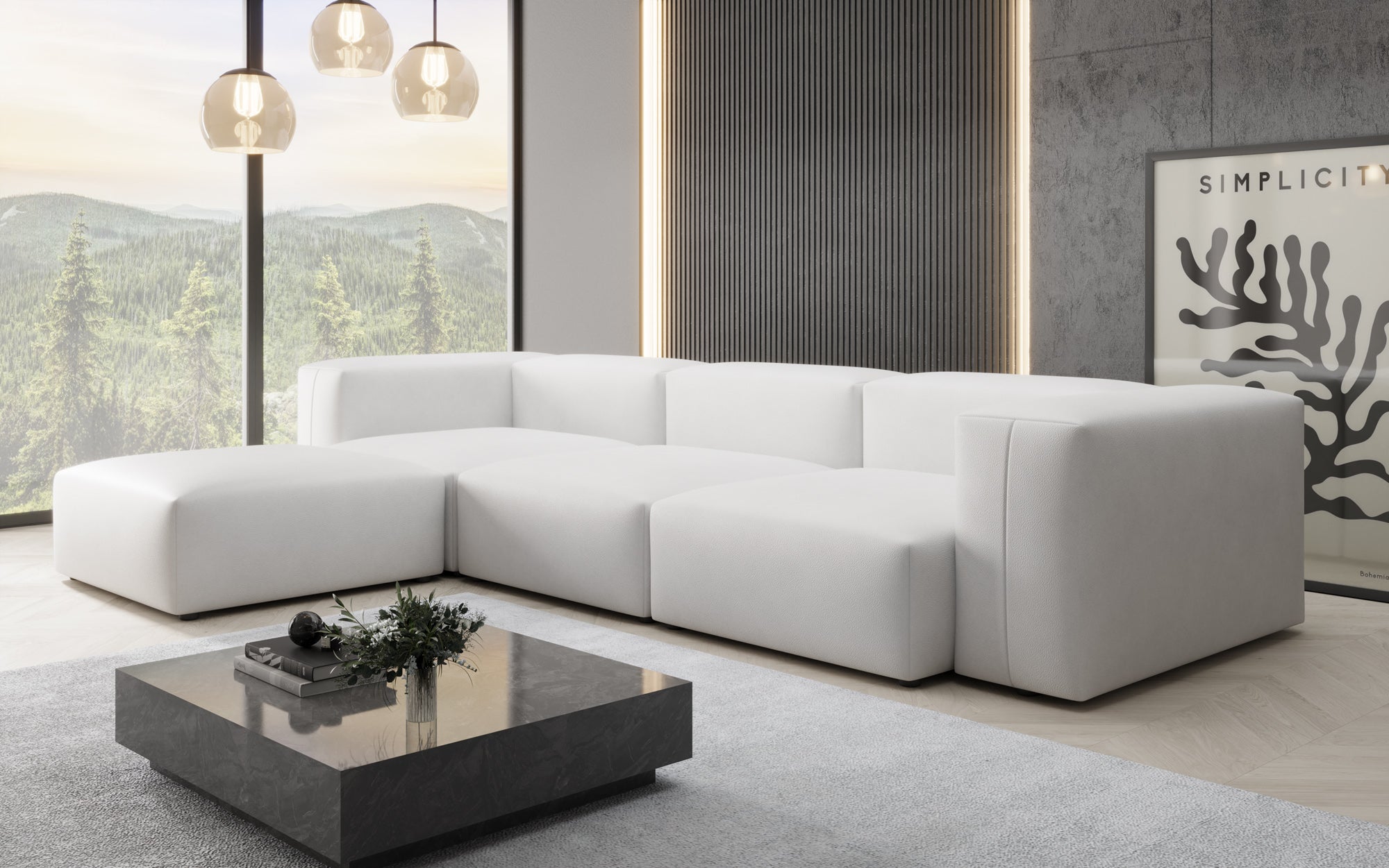 Designer L-bank Snug van echt leer
