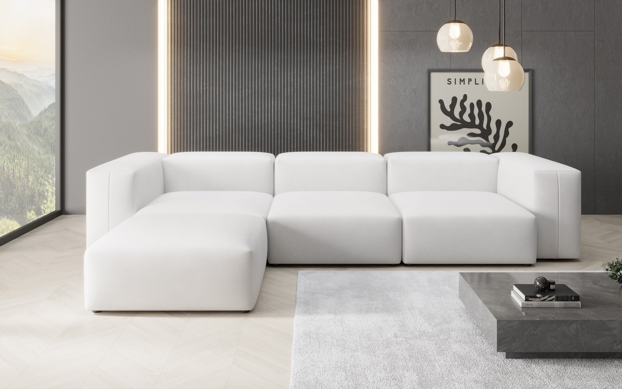 Designer L-bank Snug van echt leer