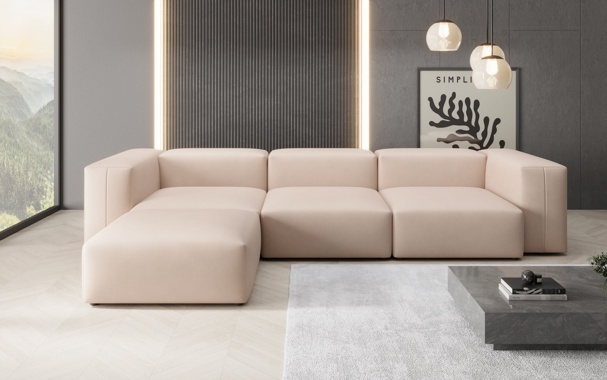 Designer L-bank Snug van echt leer