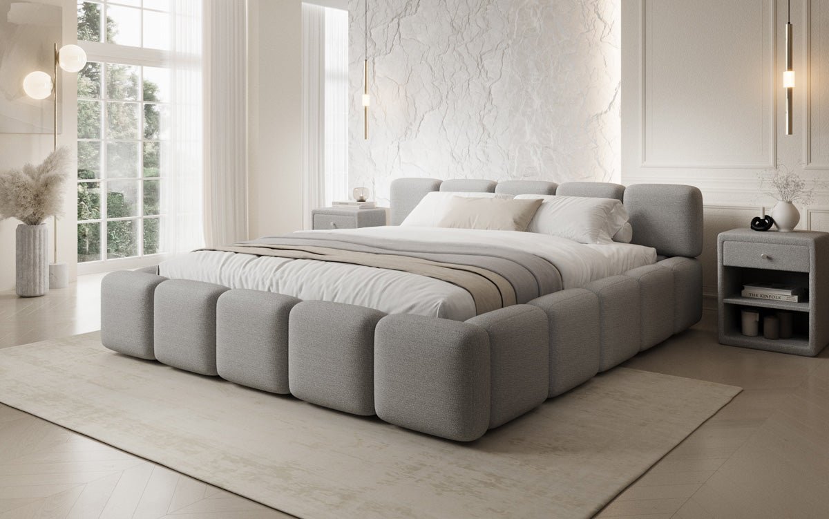 Designer gestoffeerd bed Giulia Bouclé met opbergruimte