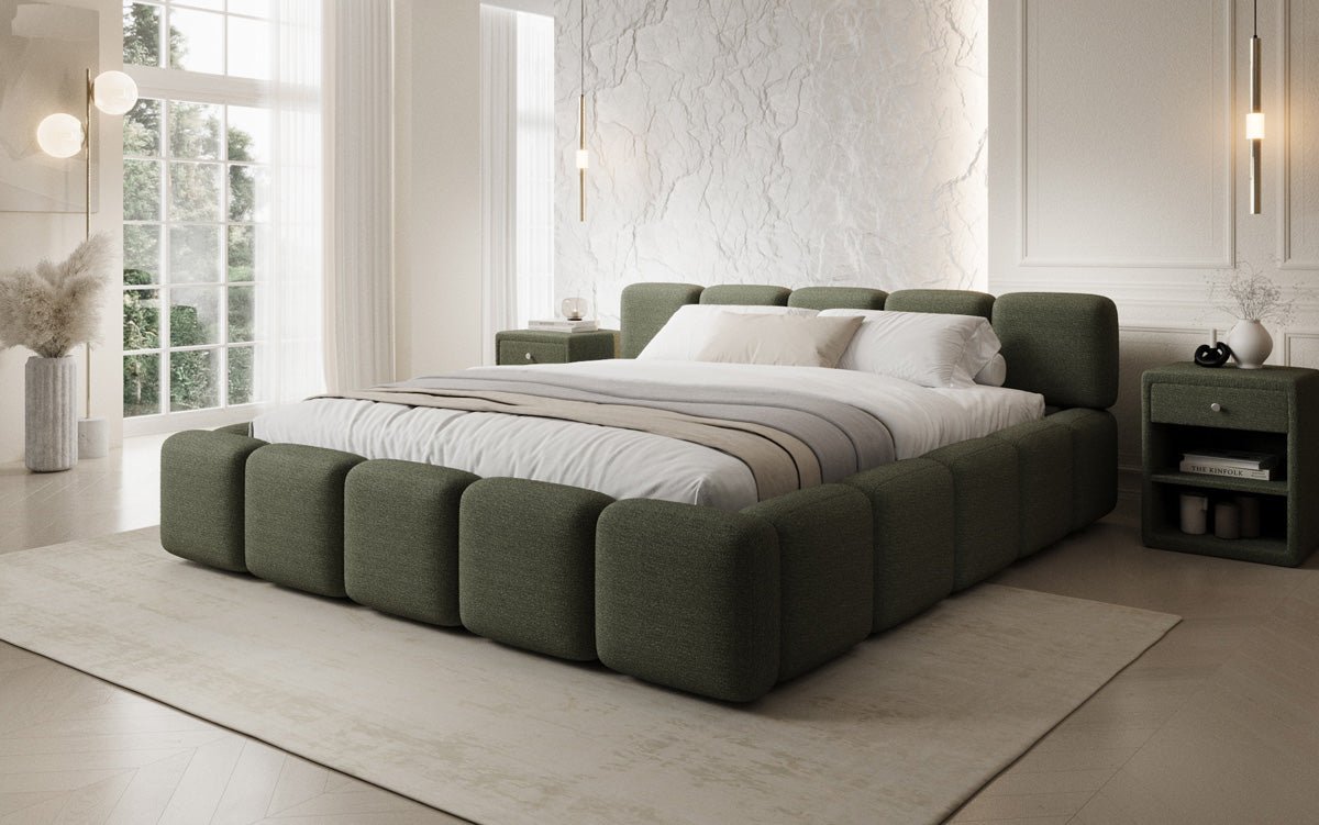 Designer gestoffeerd bed Giulia Bouclé met opbergruimte
