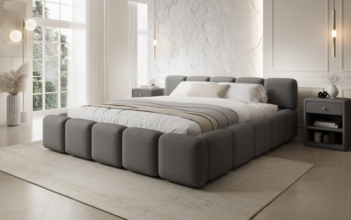 Designer gestoffeerd bed Giulia Bouclé met opbergruimte