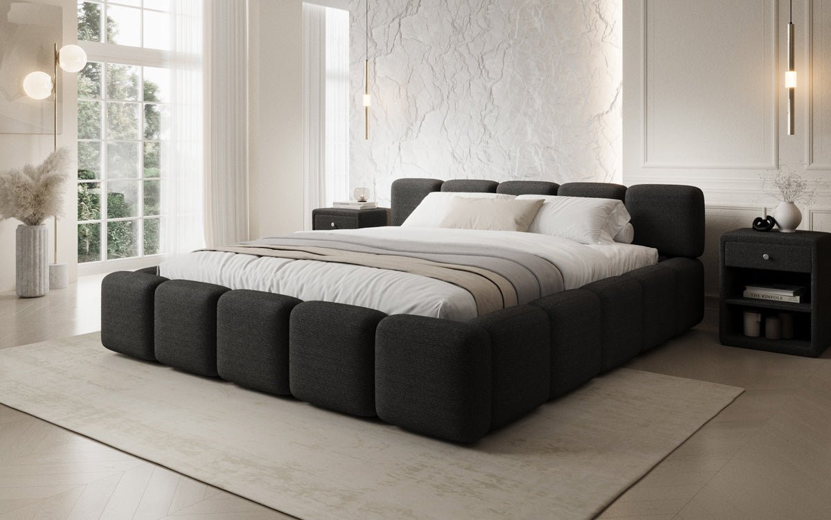 Designer gestoffeerd bed Giulia Bouclé met opbergruimte