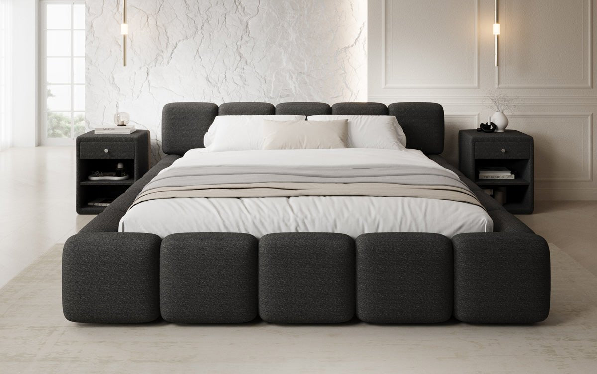 Designer gestoffeerd bed Giulia Bouclé met opbergruimte