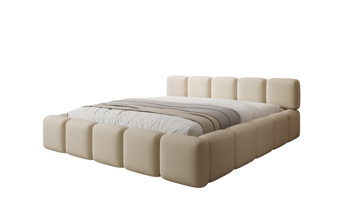 Designer gestoffeerd bed Giulia Bouclé met opbergruimte
