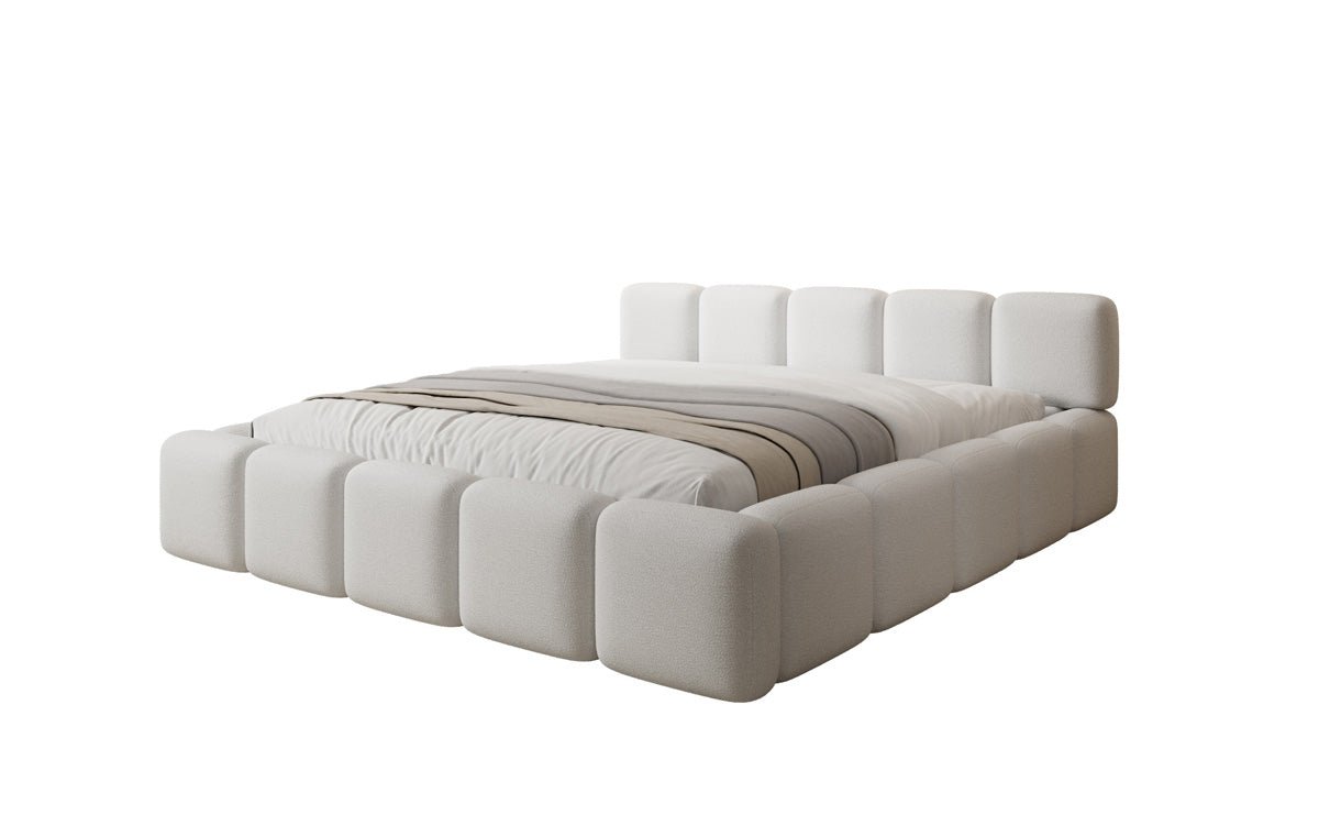 Designer gestoffeerd bed Giulia Bouclé met opbergruimte