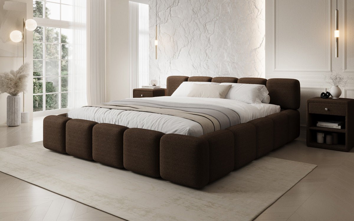 Designer gestoffeerd bed Giulia Bouclé met opbergruimte