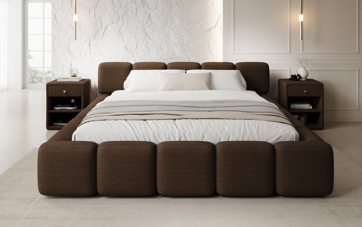 Designer gestoffeerd bed Giulia Bouclé met opbergruimte