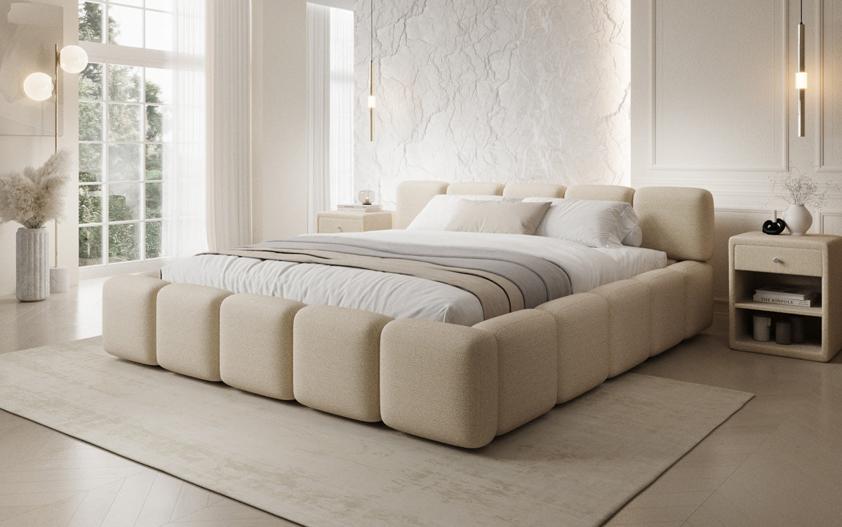 Designer gestoffeerd bed Giulia Bouclé met opbergruimte