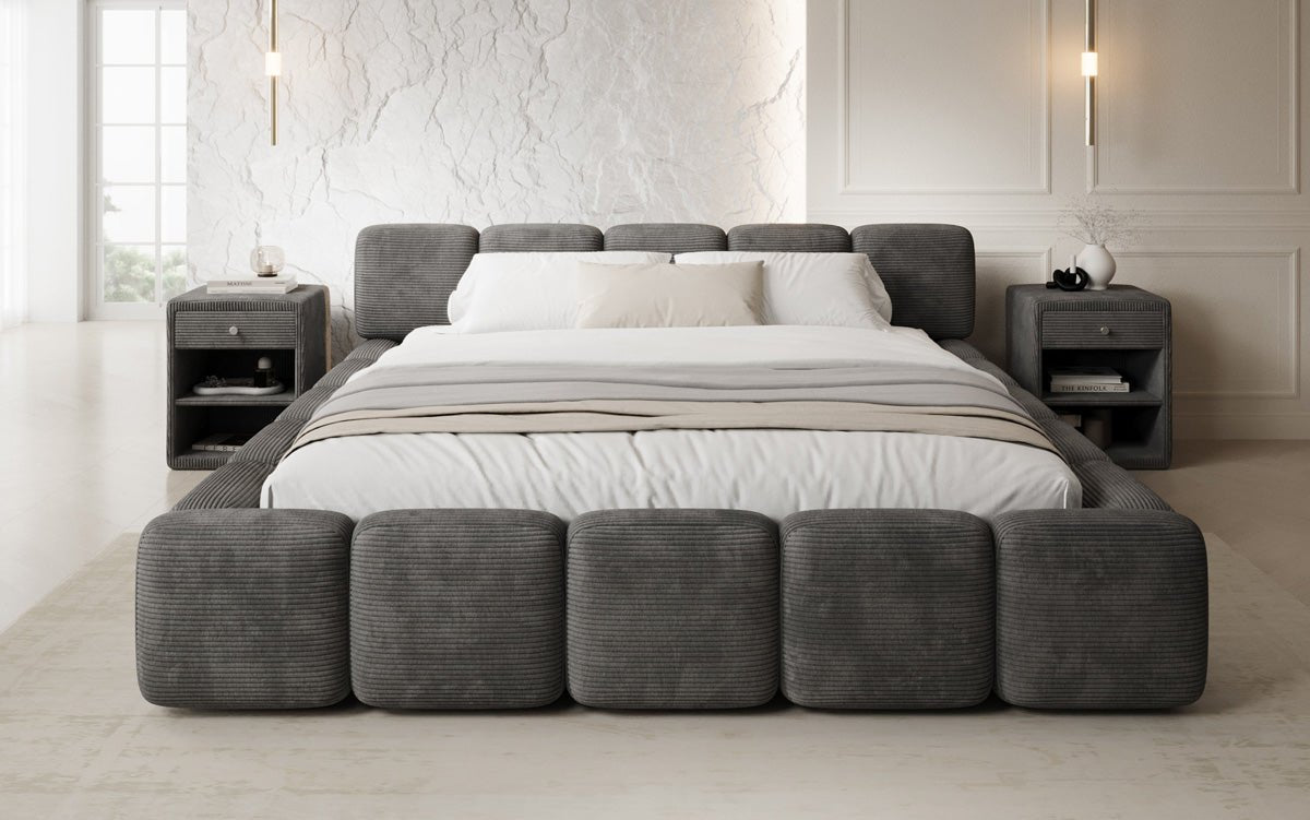 Designer gestoffeerd bed Giulia Ribstof met opbergruimte