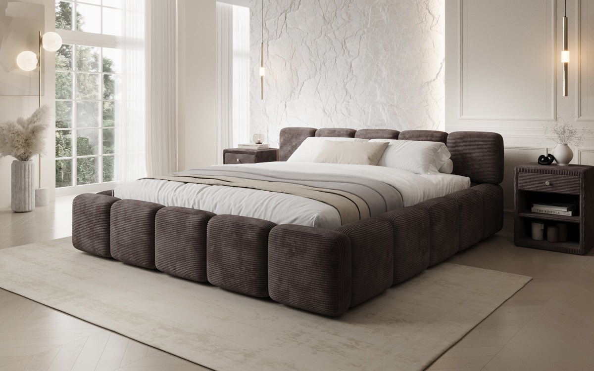 Designer gestoffeerd bed Giulia Ribstof met opbergruimte