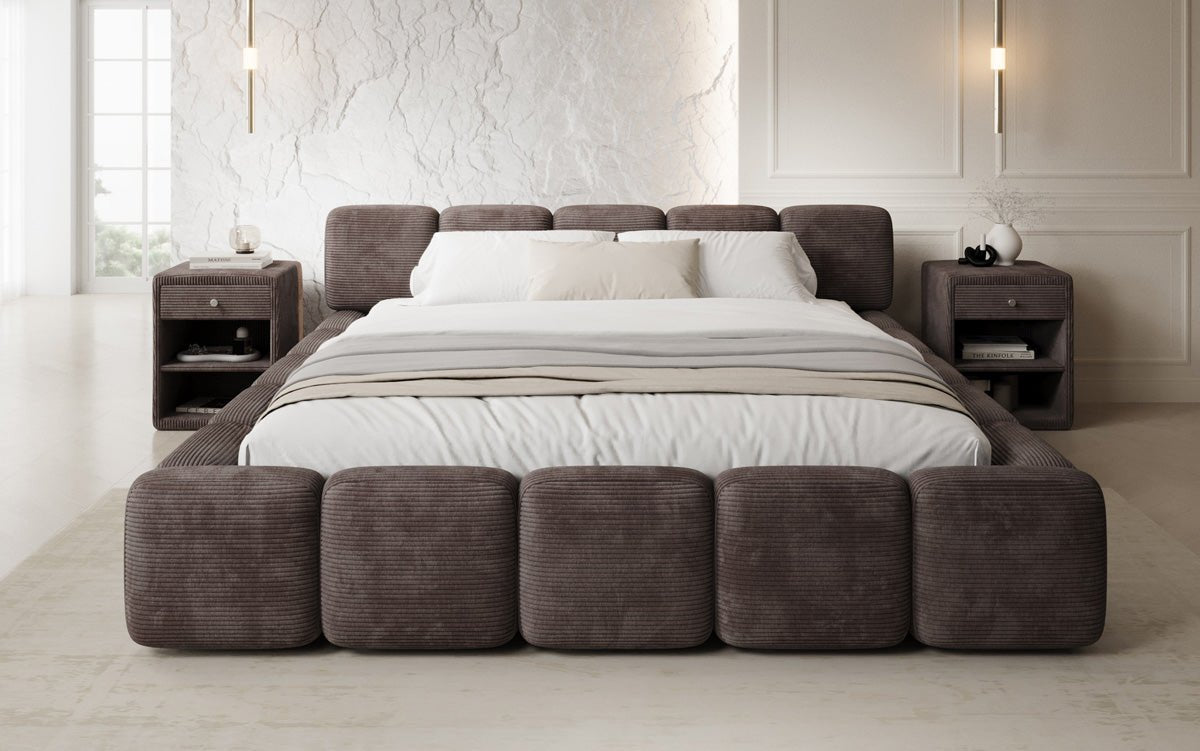 Designer gestoffeerd bed Giulia Ribstof met opbergruimte