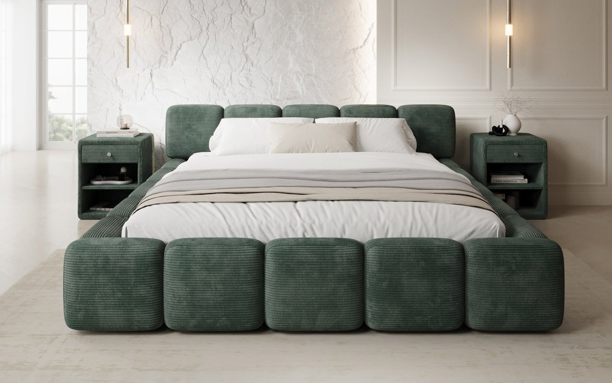 Designer gestoffeerd bed Giulia Ribstof met opbergruimte
