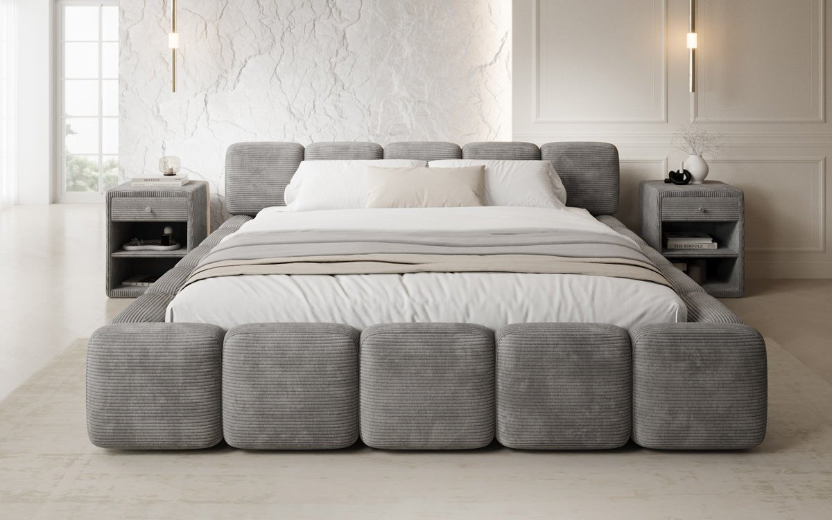 Designer gestoffeerd bed Giulia Ribstof met opbergruimte