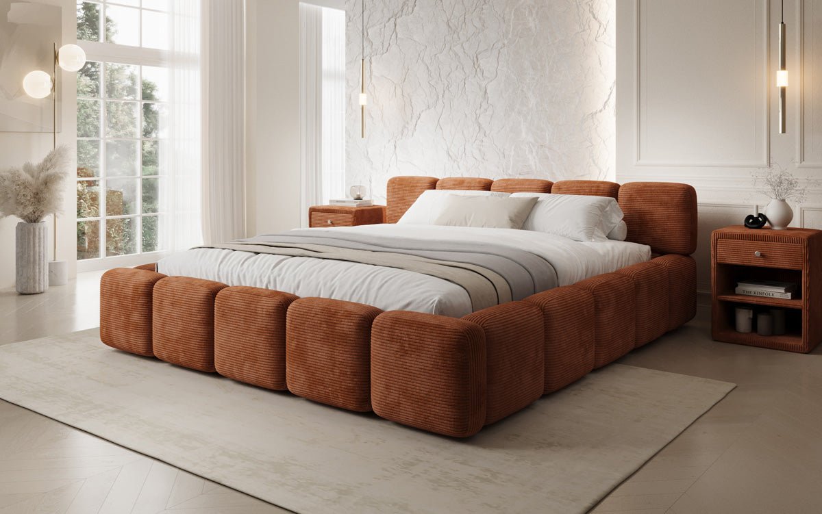 Designer gestoffeerd bed Giulia Ribstof met opbergruimte