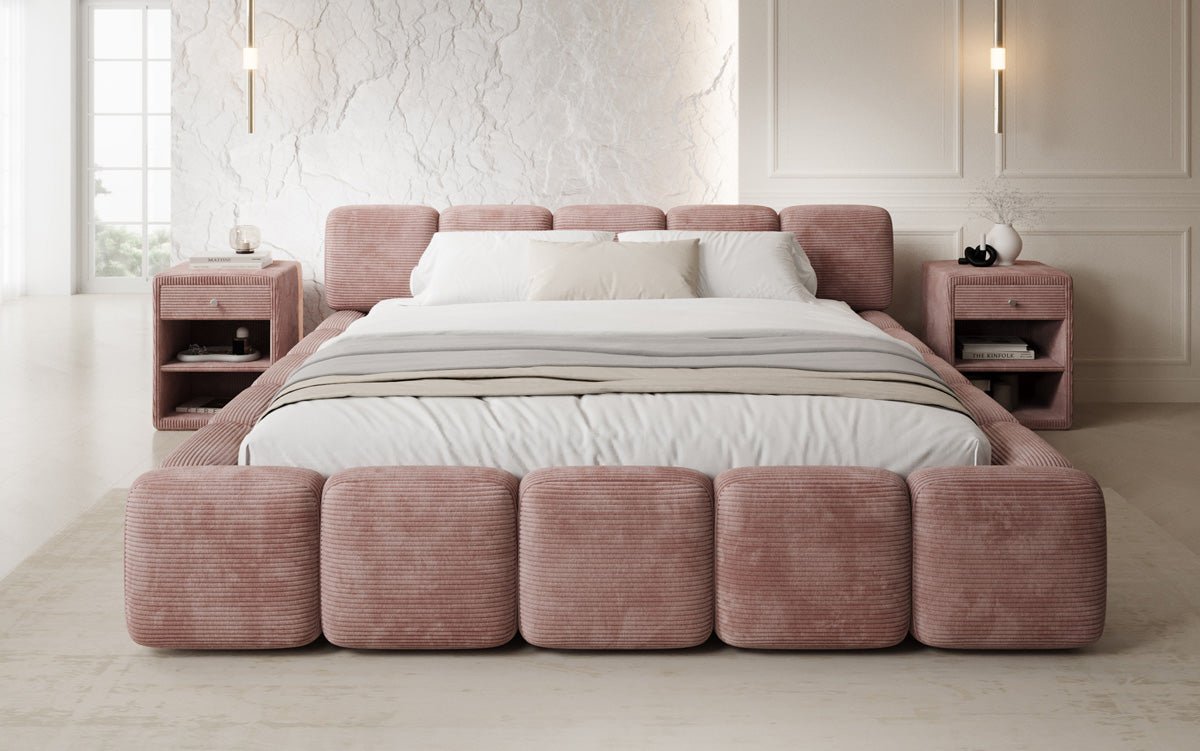 Designer gestoffeerd bed Giulia Ribstof met opbergruimte