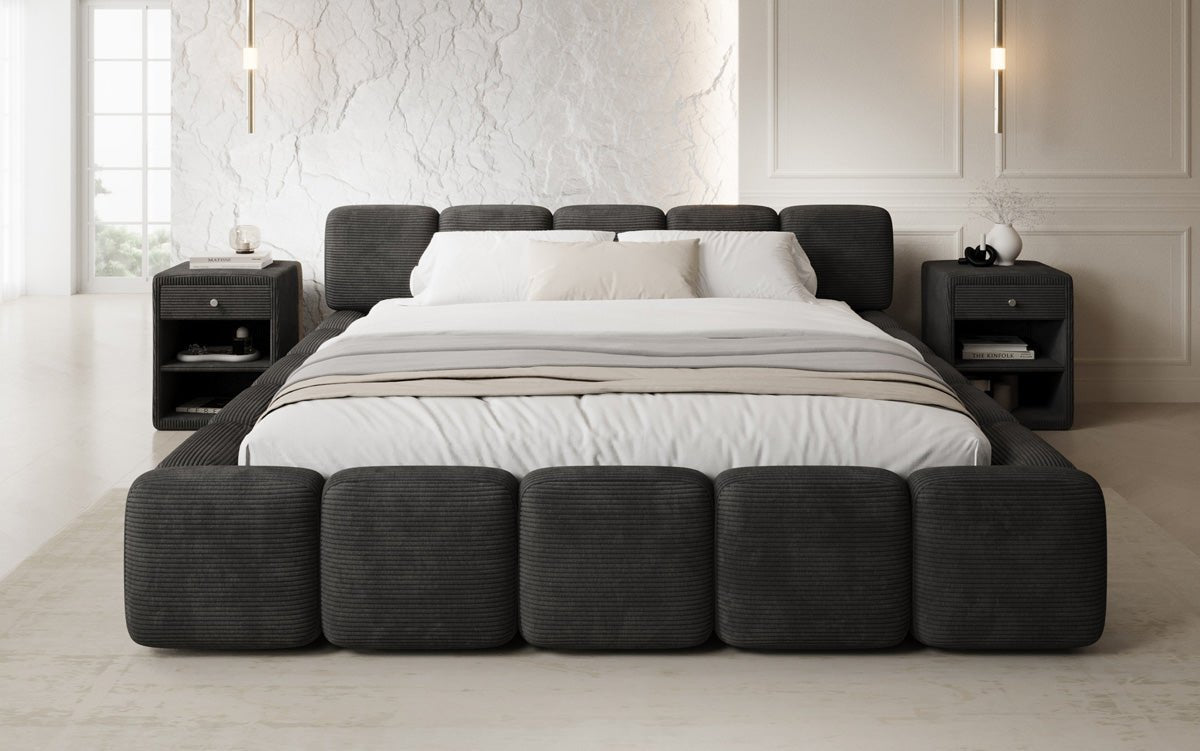 Designer gestoffeerd bed Giulia Ribstof met opbergruimte