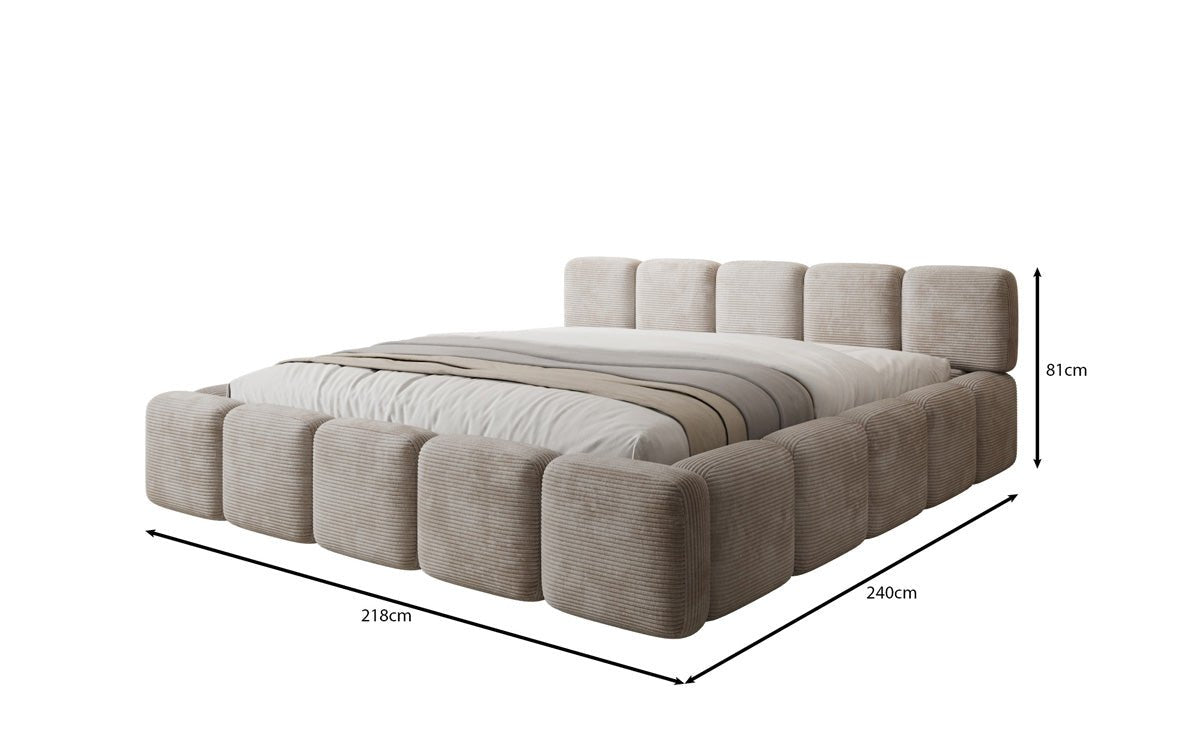 Designer gestoffeerd bed Giulia Ribstof met opbergruimte