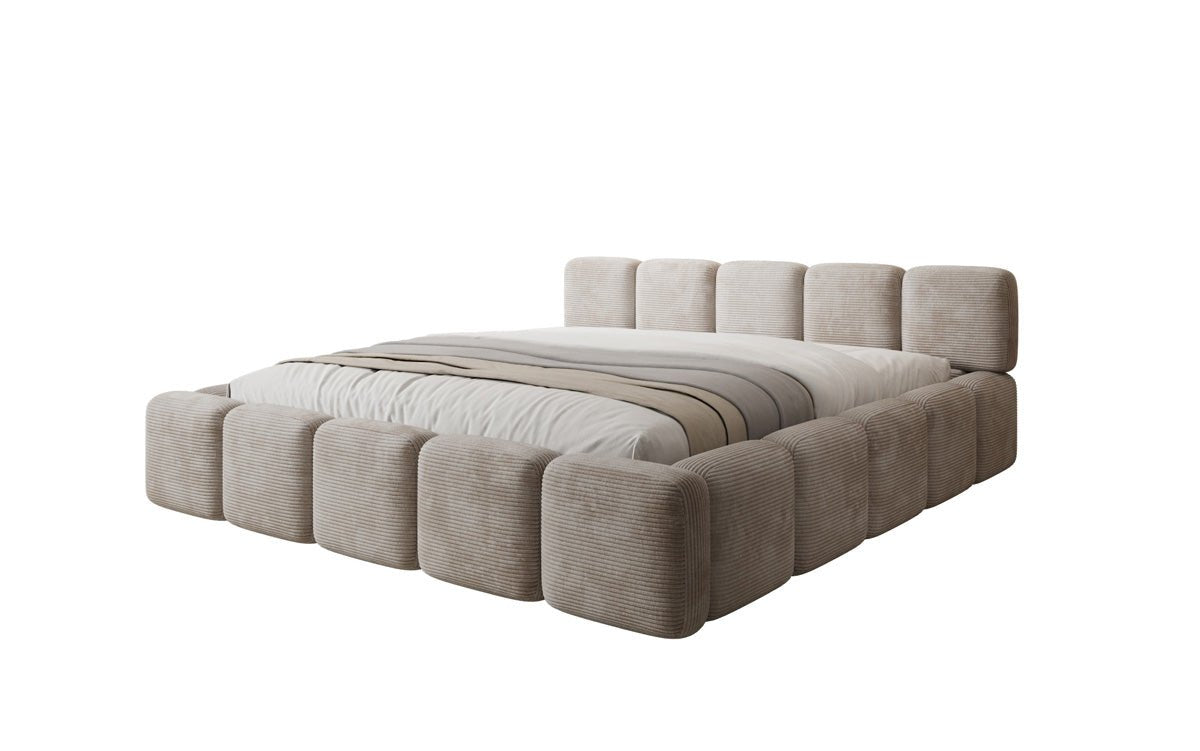Designer gestoffeerd bed Giulia Ribstof met opbergruimte