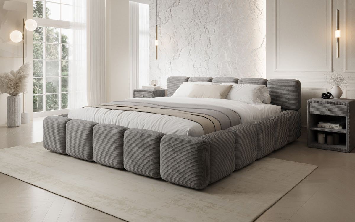 Designer gestoffeerd bed Giulia Ribstof met opbergruimte