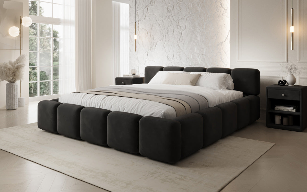 Design gestoffeerd bed Giulia Fluweel met opbergruimte