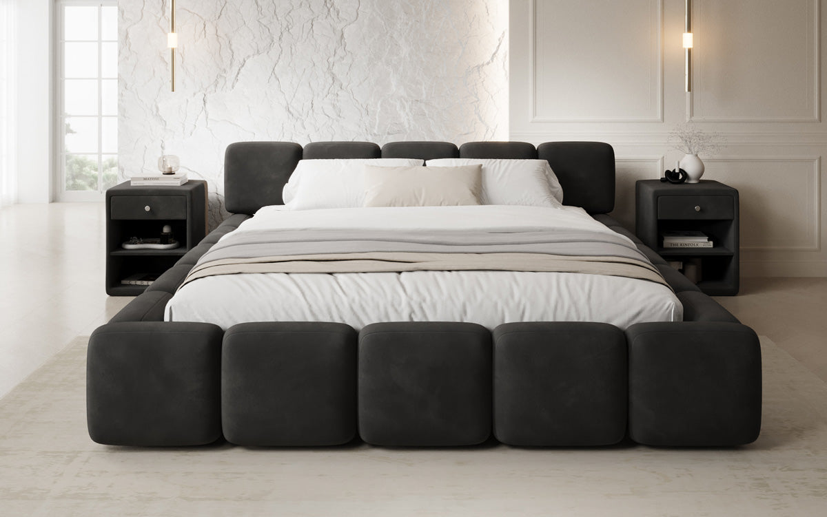 Design gestoffeerd bed Giulia Fluweel met opbergruimte
